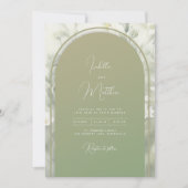 Faire-part de mariage floral d'arcade verte Sage (Devant)
