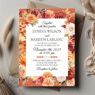 Faire-part de mariage floral d'automne