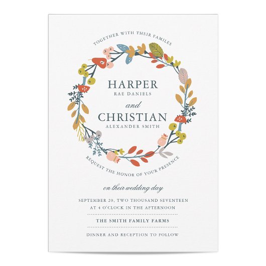 Faire-part de mariage floral d'automne