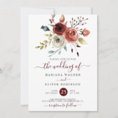 Faire-part de mariage floral d'automne (Devant)