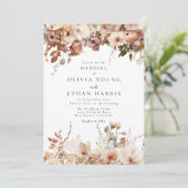 Faire-part de mariage floral d'automne (Debout devant)