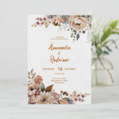 Faire-part de mariage Floral d'automne rustique (Debout devant)