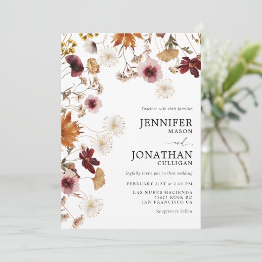 Faire-part de mariage floral de Boho de Bourgogne (Debout devant)