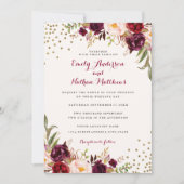 Faire-part de mariage Floral de Bourgogne Confetti (Devant)