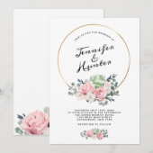 Faire-part de mariage floral de cercle géométrique (Devant / Derrière)