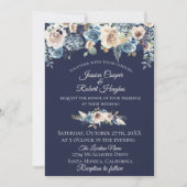 Faire-part de mariage Floral de Champagne Bleu Mar (Devant)