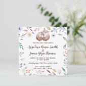 Faire-part de mariage floral de chouettes Boho Lov (Debout devant)