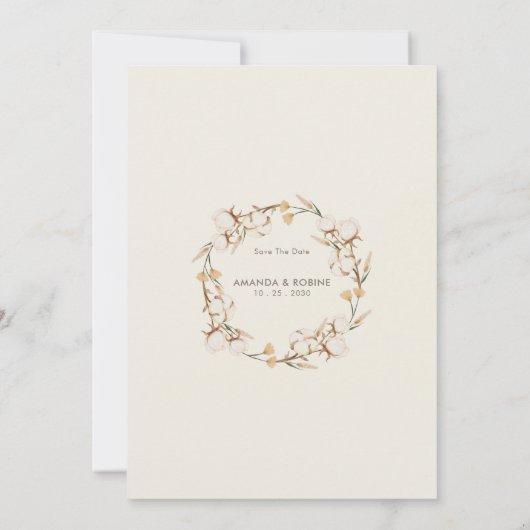 Faire-part de mariage floral de coton de Boho neut (Dos)