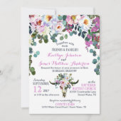 Faire-part de mariage floral de crâne de vache à (Devant)