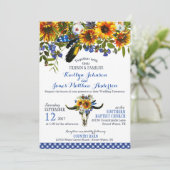 Faire-part de mariage floral de crâne de vache à (Debout devant)