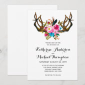 Faire-part de mariage floral de Deer Antler (Devant / Derrière)