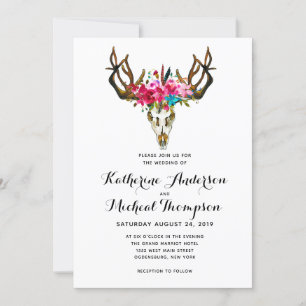 Faire-part de mariage floral de Deer Head