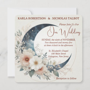 Faire-part de mariage floral de la Lune blanche