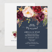 Faire-part de mariage floral de la marine de Bourg (Devant / Derrière)