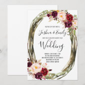 Faire-part de mariage floral de la pivoine de Bour (Devant / Derrière)