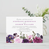 Faire-part de mariage floral de lavande violette (Debout devant)