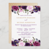 Faire-part de mariage floral de lavande violette (Devant / Derrière)