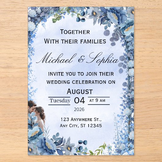 Faire-part de mariage floral de luxe (Recto)