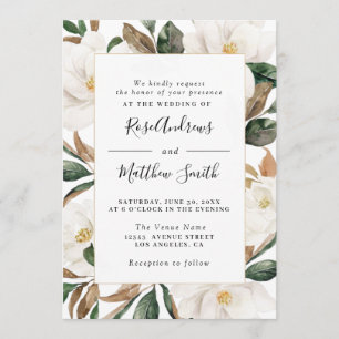 Faire-part de mariage floral de magnolia