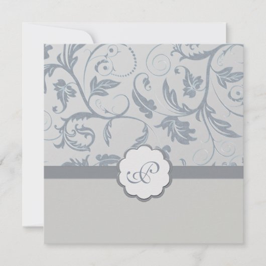 Faire-part de mariage floral de monogramme (Devant)