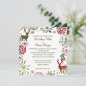 Faire-part de mariage floral de Noël de renne (Debout devant)