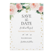 Faire-part de mariage floral de paonée rose doré