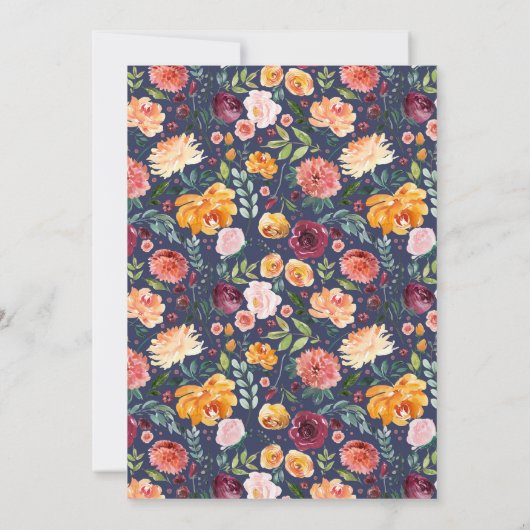 Faire-part de mariage floral de Paprika Bourgogne (Dos)