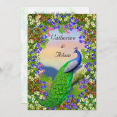 Faire-part de mariage floral de paradis de paon (Devant / Derrière)