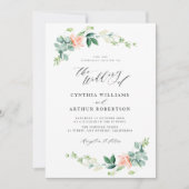 faire-part de mariage floral de pêche à l'aquarell (Devant)