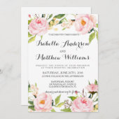 Faire-part de mariage floral de pivoine (Devant / Derrière)