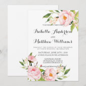 Faire-part de mariage floral de pivoine-2 (Devant / Derrière)