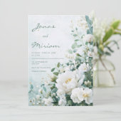 Faire-part de mariage floral de pivoine blanche mo (Debout devant)