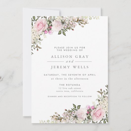 Faire-part de mariage floral de printemps (Devant)