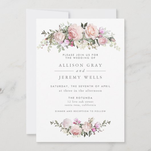 Faire-part de mariage floral de printemps (Devant)
