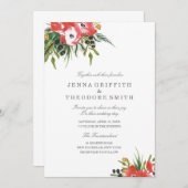 Faire-part de mariage floral de Red Romance (Devant / Derrière)