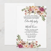 Faire-part de mariage floral de rose poussiéreux (Devant / Derrière)