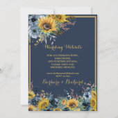 Faire-part de mariage floral de tournesol bleu mar (Dos)