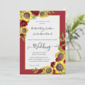 Faire-part de mariage floral de tournesol jaune ru (Debout devant)