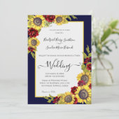 Faire-part de mariage floral de tournesol jaune ru (Debout devant)