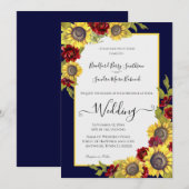 Faire-part de mariage floral de tournesol jaune ru (Devant / Derrière)