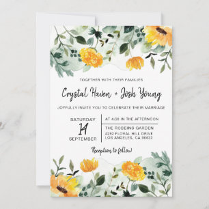 Faire-part de mariage floral de verdure et de auto