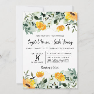 Faire-part de mariage floral de verdure et de auto