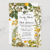 Faire-part de mariage floral d'été jaune (Devant / Derrière)