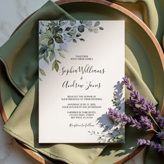 Faire-part de mariage floral d'Eucalyptus