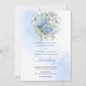 Faire-part de mariage floral d'hortensia bleu bota (Devant)