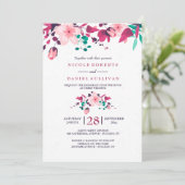 Faire-part de mariage floral d'inspiration rose (Debout devant)