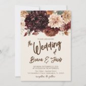 Faire-part de mariage floral d'ivoire beige Brown (Devant)