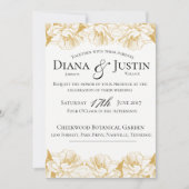 Faire-part de mariage Floral d'or (Devant)