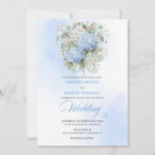 Faire-part de mariage floral doré Hydrangea bleu i (Devant)
