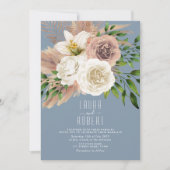 Faire-part de mariage floral Dusty Blue Boho (Devant)